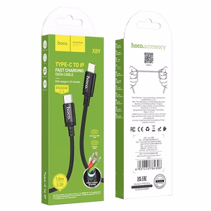 Kabelis USB C uz Lightning Hoco PD 20W 1 m X89 melns
