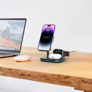 Tech-Protect QI15W-A27 3-in-1 indukcijas lādētājs ar MagSafe statīvu viedtālrunim / Apple Watch / AirPods - melns