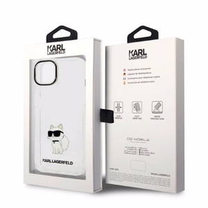 Karl Lagerfeld Ikonik Choupette viedtālruņa apvalks iPhone 14 Plus - caurspīdīgs