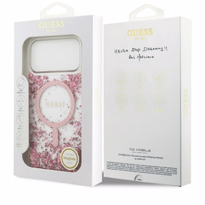 Guess Sveķu apakšas spīdīgs magnētiskais apvalks iPhone 17 Pro Max - rozā