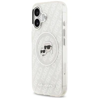 Karl Lagerfeld IML Mirdzošais Karl & Choupette Heads Logo magnētiskais viedtālruņa apvalks iPhone 17 - pelēks