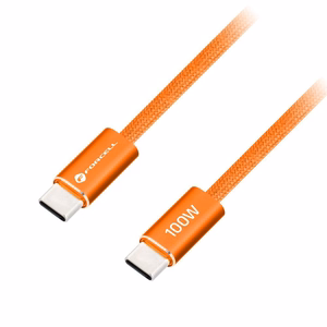 Kabelis USB C uz USB C Forcell F-Energy QC4.0 PD 5A 100W Cafule Flat 1,2 m CCFN23 oranžs
