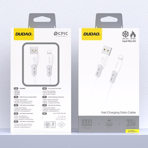 Dudao L25SL 30W USB-A - Lightning kabelis ar mīkstu silikona apvalku 1m - balts