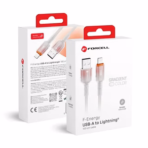 Cable USB A to Lightning Forcell F-Energy 2,4A 12W Gradient 1 m C353 white