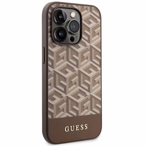 Guess GUHMP14LHGCFSEW iPhone 14 Pro 6.1" brūns/brūns cietais apvalks GCube Stripes MagSafe
