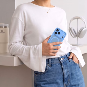 Tech-Protect MagPeak MagSafe CC maciņš, paredzēts iPhone 18 Pro Max / 17 Pro Max, matēti gaiši zils