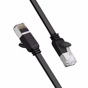 Ugreen плоский интернет сетевой кабель Ethernet patch cord RJ45 Cat 6 UTP 1000 Mbps 2 m черный (50185)