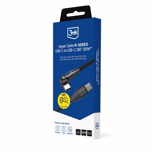 3mk Hyper Cable N-SERIES USB-C / USB-C 1m PD 3.0 QC 3.0 20V / 5A 100W - melns