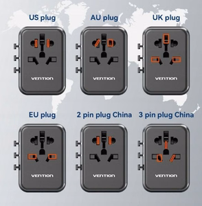Vention FJFB0 GaN 2xUSB-C 2xUSB-A universālais ceļojumu adapteris 65W (melns)