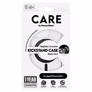 CARE by PanzerGlass Funkcionālais viedtālruņa apvalks ar statīvu iPhone 16 Pro 6.3" melns/melns Magnētiskais 1322