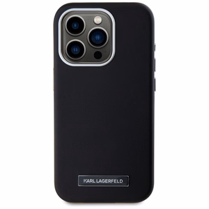 Karl Lagerfeld FW Metal Plate Magnētiskais iPhone 15 Pro Max viedtālruņa apvalks - melns
