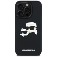 Karl Lagerfeld HC 3D Gumijas Divu Galvu apvalks iPhone 16 Pro Max - melns