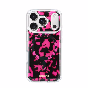 Crong Deluxe MAG Cover MagSafe vāciņš ierīcei iPhone 17 Pro, rozā bruņurupuča bruņu raksts