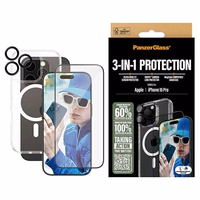 PanzerGlass komplekts 3in1 iPhone 16 Pro 6.3" D3O ciets apvalks + Aizsargstikls UWF + objektīvs B1292+2862+1284