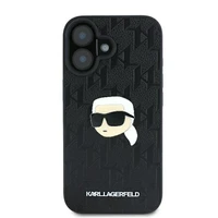 Karl Lagerfeld Monogramma Karl Galvas Piespraude iPhone 16 Viedtālruņa Apvalks - Melns
