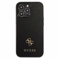 Guess Saffiano 4G Small Metal Logo viedtālruņa apvalks iPhone 13 Pro / 13 6.1" - melna