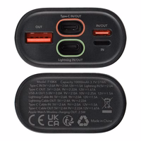 Portatīvais lādētājs Forcell F-Energy F10K4 PD QC3.0 3A 22,5W 10000 mAh su Apple Watch saderīgs melns