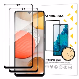 Wozinsky 2 gab. Temperēts stikls ar pilnu līmējumu, pilns ekrāna aizsargstikls ar rāmi, draudzīgs korpusam Samsung Galaxy A42 5G, melns