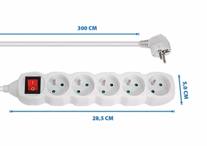 Esperanza ELK215W power extension 3 m 5 AC outlet(s) Indoor White
