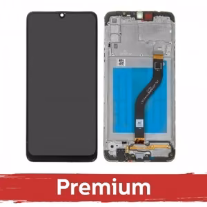 LCD ekrāns saderīgs ar Samsung A207 A20s melns ar rāmi OEM