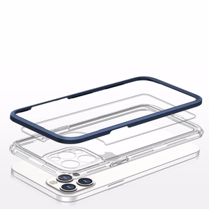  Skaidrs 3in1 vāciņš iPhone 12 Pro Max ar zila rāmi želejas pārklājums