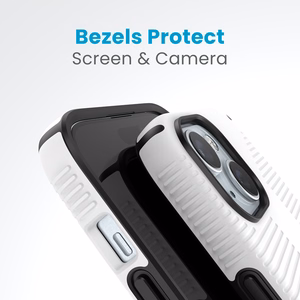 Speck Candyshell Grip MagSafe - iPhone 17e / 16e / 15 / 14 / 13 maciņš (balts / melns)