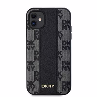 DKNY Ādas rūtainais magnētiskais apvalks iPhone 11 / Xr - melns