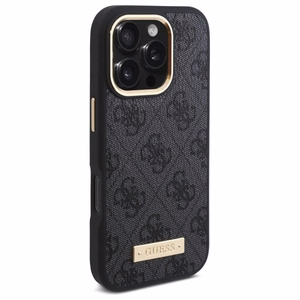 Guess 4G Logotipa plāksne Magnētiskais viedtālruņa apvalks iPhone 16 Pro - melns
