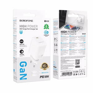 Borofone сетевое зарядное устройство BN28 Fuente - Type C - PD 30W с кабелем Type C - Lightning белый