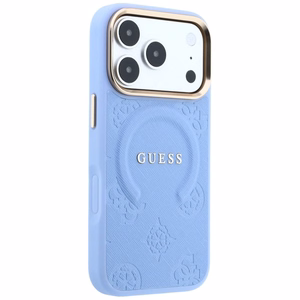 Maciņš IPHONE 18 Pro/17 Pro saderīgs ar MagSafe (Saffiano Peony Ring) (krāsa: gaiši zila)