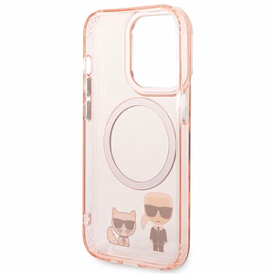 Karl Lagerfeld KLHMP14LHKCP iPhone 14 Pro 6.1" cietais apvalks rozā / rozā Karls & Choupette Alumīnijs Magsafe