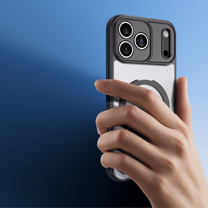 Dux Ducis Aimo Mag vāciņš ar magnētisko gredzenu un statīvu iPhone 17 Pro Max – melns