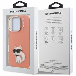 Karl Lagerfeld IML Aquarelle Choupette & Logo iPhone 16 Pro macins - roza