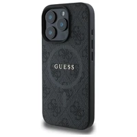 Guess 4G gredzena klasiskā logotipa magnētiskais viedtālruņa apvalks iPhone 16 Pro Max - melns