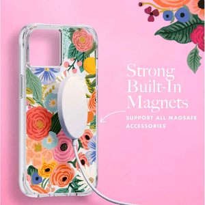 Rifle Paper Clear MagSafe vāciņš ierīcei iPhone 14 Plus, ar “Garden Party Blush” rakstu