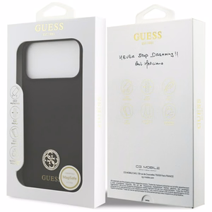 Guess Silicone Logo Strass 4G MagSafe Case for iPhone 17 Pro Max - Black