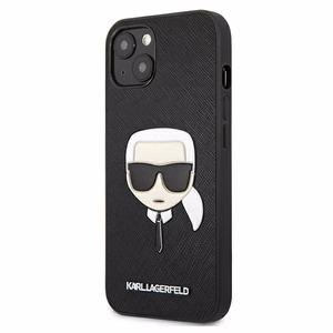 Karl Lagerfeld KLHCP13SSAKHBK cietais maciņš iPhone 13 mini 5,4" Saffiano Ikonik Karl's Head – melns