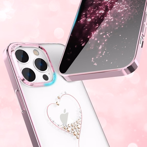 Kingxbar Wish Series silikonais viedtālruņa apvalks iPhone 14 Plus ar Swarovski kristāliem rozā krāsā