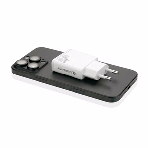 lādētājs GaN 1x USB-C, 1x USB Quick Charge 3.0 45W PD balts