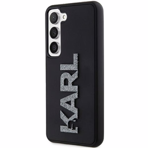 Karl Lagerfeld 3D Gumijas Mirdzošs Logotips viedtālruņa apvalks Samsung Galaxy S23+ - melns