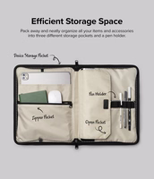 Ringke Smart Zip soma klēpjdatoram līdz 13" ar statīvu – bēšs