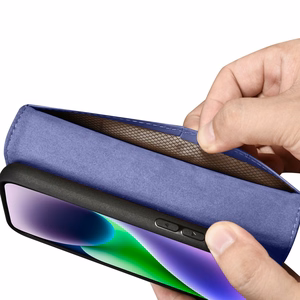 iCarer Maki apvalks 2in1 vāks iPhone 14 Plus Anti-RFID ādas atverams apvalks gaiši violets (WMI14220727-LP)