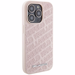 Karl Lagerfeld stepētā K raksta viedtālruņa apvalks iPhone 15 Pro Max - rozā