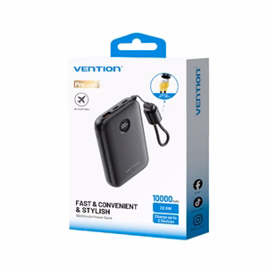 Vention FKAB0-C 10000mAh 22.5W portatīvais lādētājs USB melns