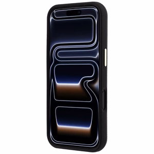 Guess Grained & Big Resin Logo vāciņš modelim iPhone 18 Pro / 17 Pro – melns