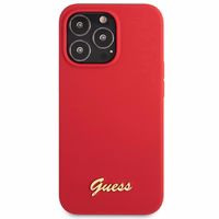 Viedtālruņa apvalks Guess GUHCP13XLSLMGRE iPhone 13 Pro Max 6.7" sarkana/bordo cietais apvalks Silikona Vintage Zelta Logotips