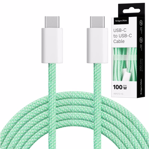 Krüger&Matz Basic USB-C–USB-C kabelis, 100 W, 1 m, zaļš