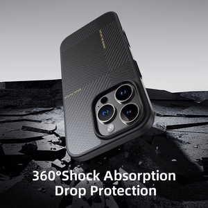 Rock Īpaši plāns Aramīda šķiedras Kevlar 600D viedtālruņa apvalks Iphone 16 Pro melns