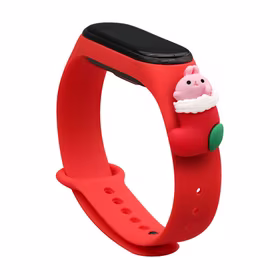 Siksna Xmas Xiaomi Mi Band 3 / 4 Ziemassvētku silikona siksna aproce ar zeķi - sarkana