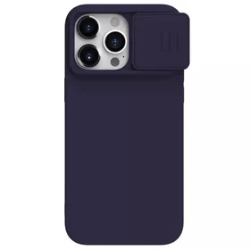 Nillkin CamShield zīdains silikona apvalks iPhone 15 Pro Max tumši violetā